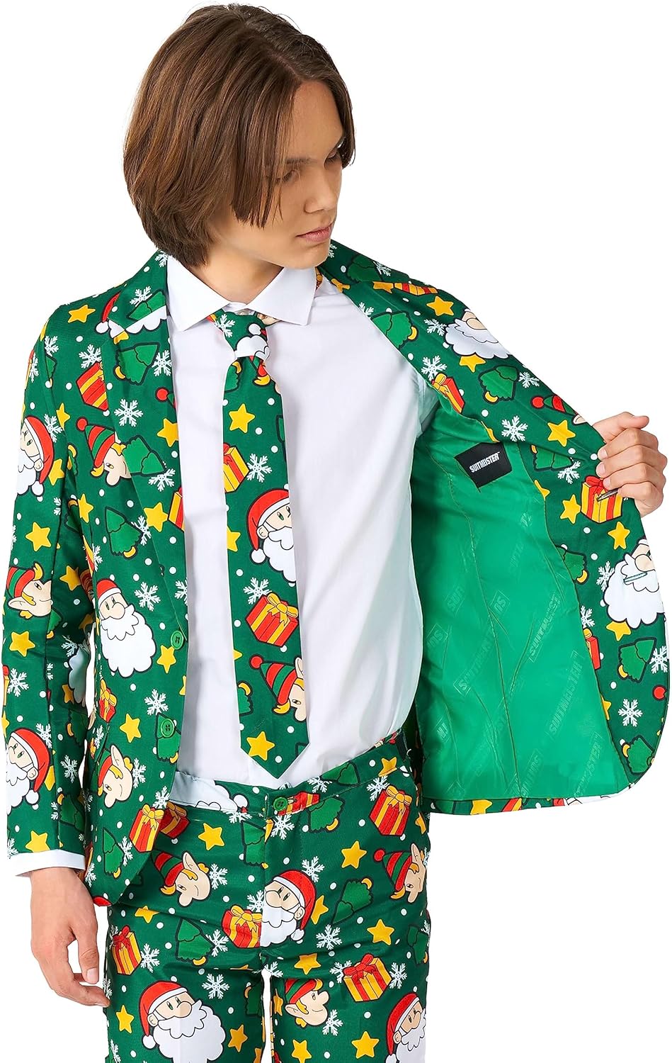 Suitmeister Herren-Weihnachtsanzug - Festlicher Hässlicher Weihnachten-Feiertags-Druck - Inklusive B
