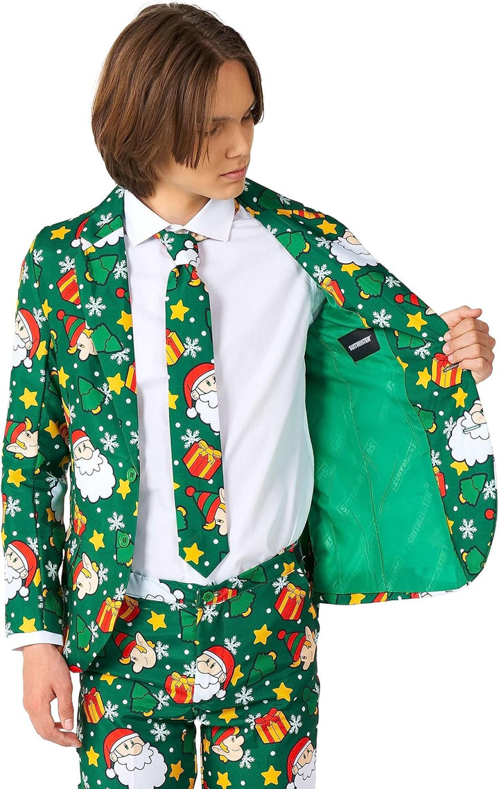 Suitmeister Herren-Weihnachtsanzug - Festlicher Hässlicher Weihnachten-Feiertags-Druck - Inklusive B