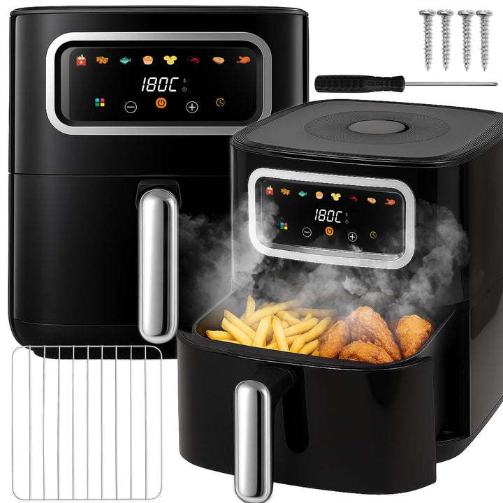 Retoo Heissluftfritteuse 5L mit Touchscreen 1450W, 8-in-1 Airfryer, Spülmaschinenfeste Körbe, Fettar