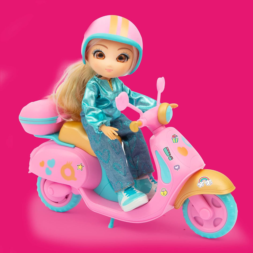 UNIQUE EYES, Puppe 25 cm – Sophia, mit ihrem Blick nach den Augen, mit Roller, Spielzeug für Kinder