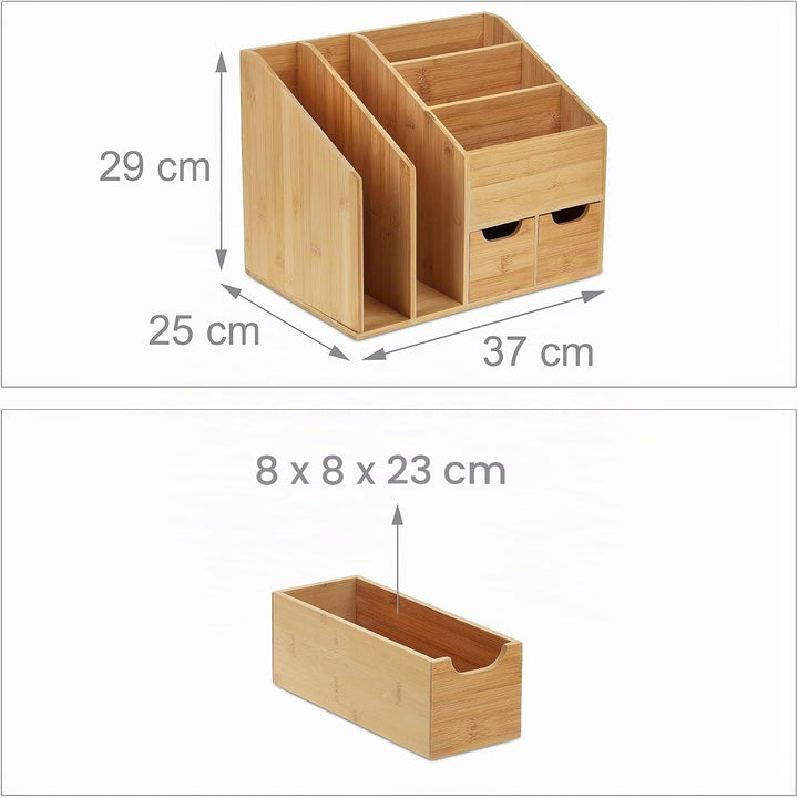 Relaxdays Schreibtisch-Organizer, 2 Schubladen, 5 Fächer, Brief- &amp; Dokumentenablage, HBT 29 x 37 x 2