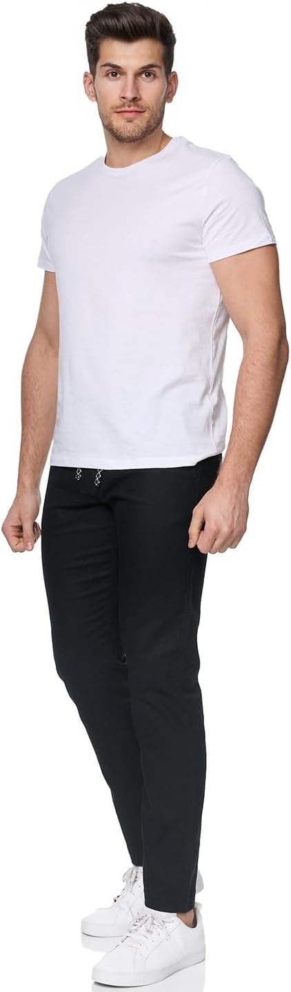 Indicode Herren Venedig Stoffhose aus Leinen & Baumwolle | Leinenhose Freizeithose Männer M Schwarz,