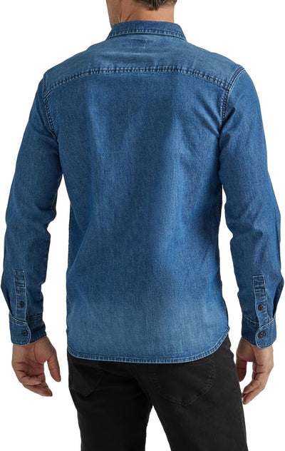 Lee Herren Extreme Motion Allzweck-arbeitshemd, Langärmelig Hemd mit Button-Down-Kragen S Denim Medi