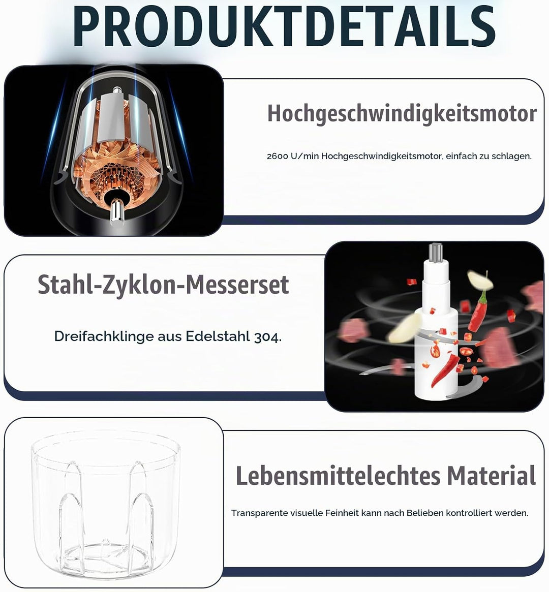 Zwiebelschneider Elektrisch, 350ml Zwiebel Zerkleinerer Elektrisch Multizerkleinerer Küche USB-Aufla