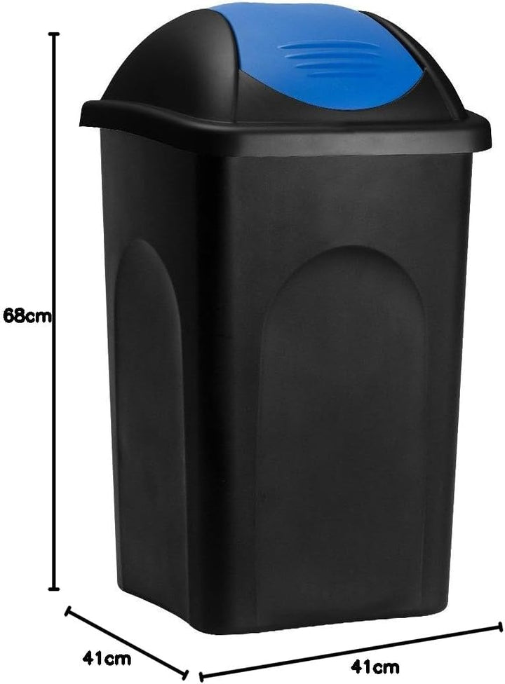Stefanplast® Mülleimer mit Schwingdeckel, 60 Liter Schwarz/Blau, Schwarz/Blau