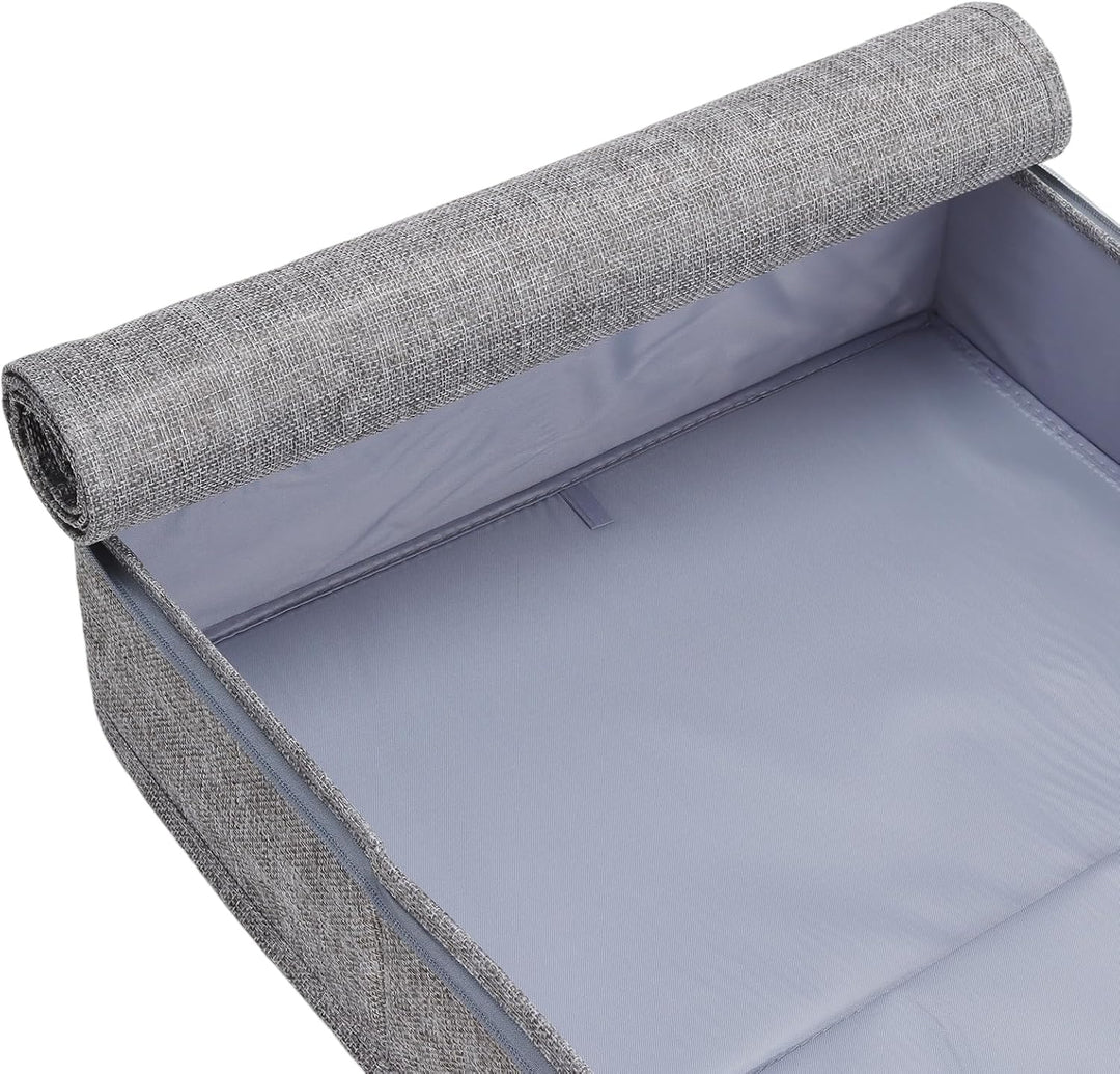 2 Stück Unterbett Aufbewahrungsbox, 85 x 40 x 12cm Grau Faltbare Unterbettkommode aus Stoff, Bettkas