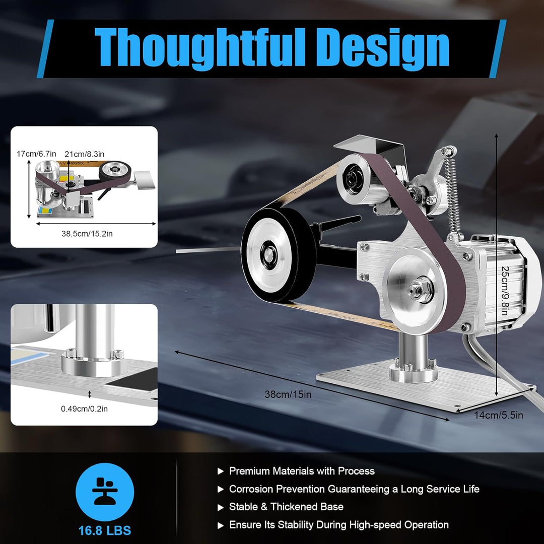 Bandschleifer 550W 5000U/min, Mini Schleifer bürstenlos für Metall & Holz | 2 Sanding Modes, Adjusta