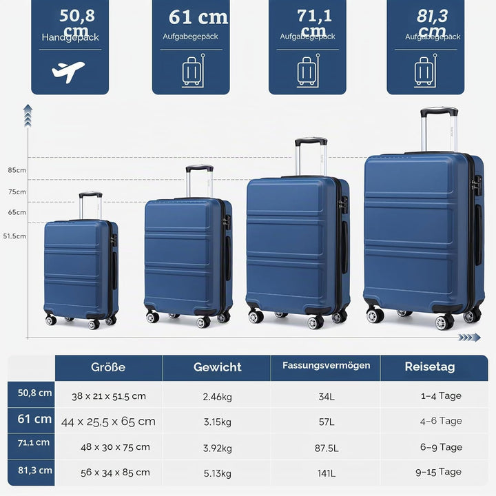 KONO Koffer Grosser 28 Zoll Leicht ABS+PC Hartschalenkoffer XL mit TSA-Schloss Reisekoffer mit 4 Rol