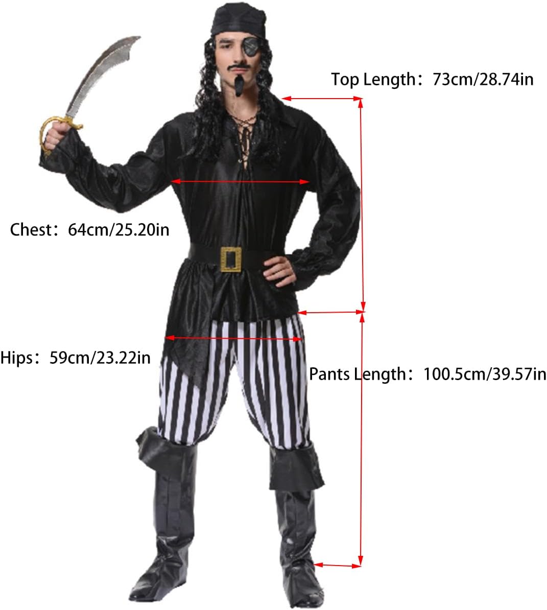 SEA HARE Erwachsene Herren Piraten Halloween Kostüm Outfits