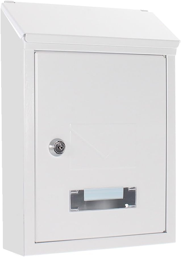 HomeDesignMailbox HDM-2100-Weiss, Zylinderschloss mit 2 Schlüssel, Stahl, BxH 215x300 mm, Befestigun