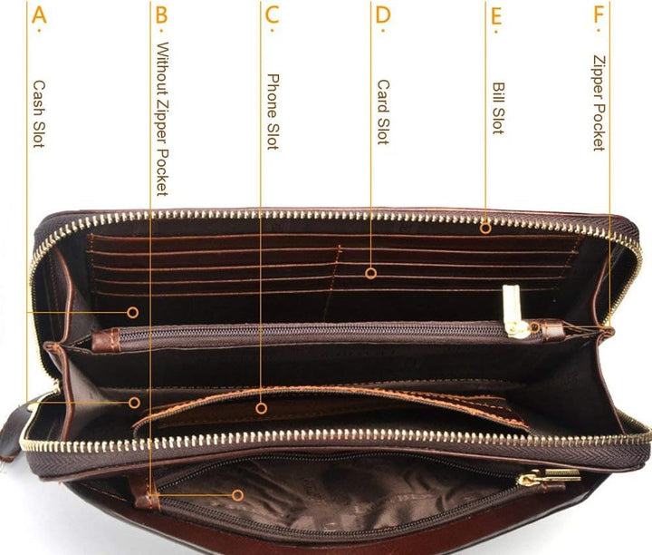 Leder Handgelenktasche Herren Geschäft Handtasche Herrentasche Gross Geldbörse Echtleder Karten Clut