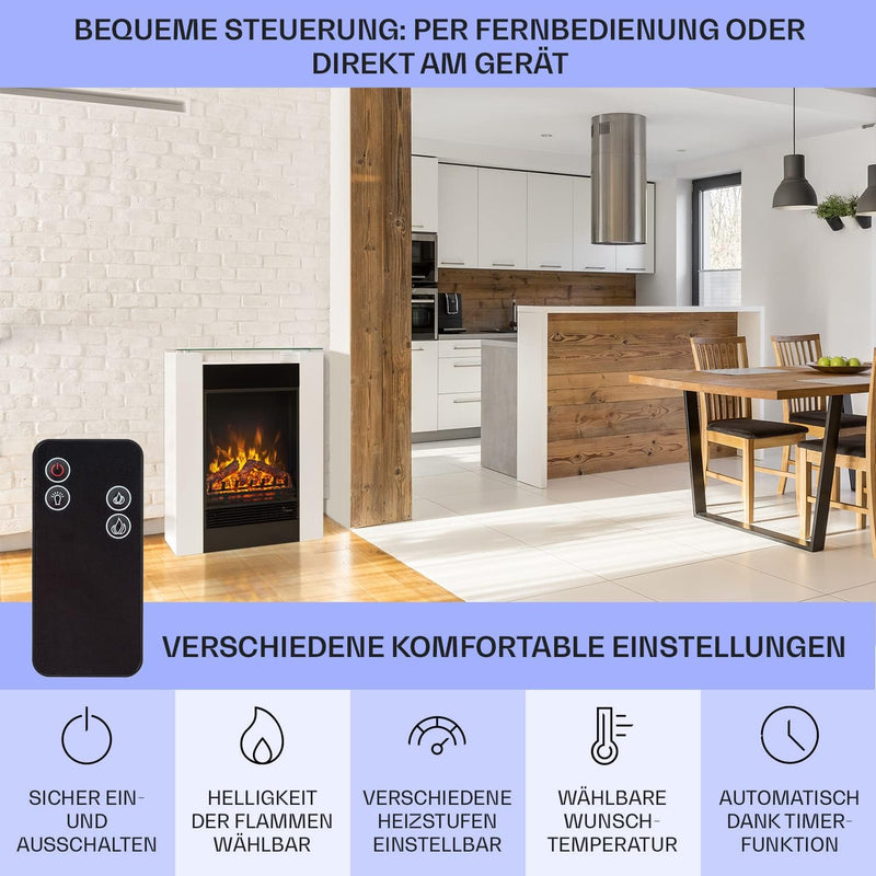 Klarstein Elektrokamin, Elektro Heizungen für Wohnzimmer & Innenräume, Elektrischer Kamin mit LED Fl