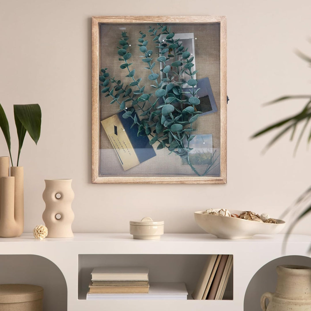 GraduatePro 3D Bilderrahmen zum Befüllen Glasscheibe Holz Box für Objektrahmen DIY Tiefer Rahmen Fot