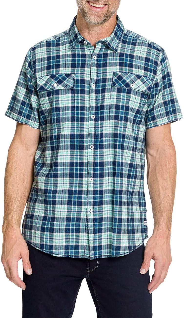 PIONEER AUTHENTIC JEANS Hemd XXL Lagoon Karo, 4XL Grosse Grössen