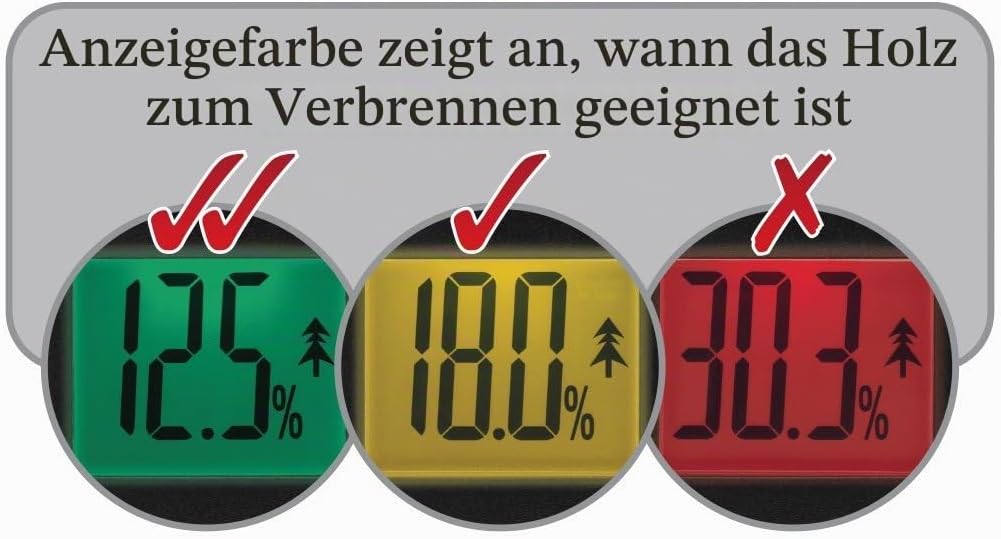Digitales Feuchtemessgerät FIR421 von Valiant für Brennholz, Holz und Mauerwerk – schwarz Zusätzlich