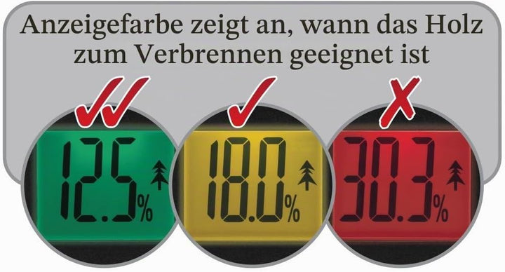 Digitales Feuchtemessgerät FIR421 von Valiant für Brennholz, Holz und Mauerwerk – schwarz Zusätzlich