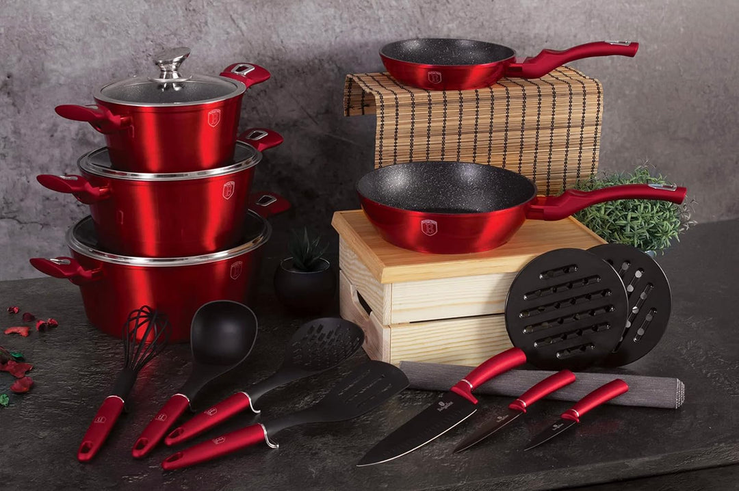 Berlinger Haus 17 Teile Kochgeschirr Set - Weinrot 17-Piece Weinrot, 17-Piece Weinrot