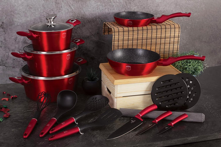 Berlinger Haus 17 Teile Kochgeschirr Set - Weinrot 17-Piece Weinrot, 17-Piece Weinrot