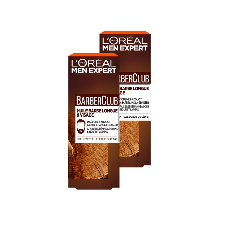 L'Oréal Men Expert BarberClub Herrenöl mit ätherischem Zedernholz 30 ml, 2 Stück 2 x Bartöle für Her