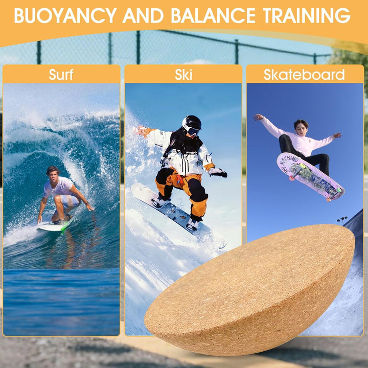 Balance Board Halbkugel – Kork Halbkugel für Gleichgewicht, Fitness, Yoga &amp; Pilates, Anti-Rutsch, Na