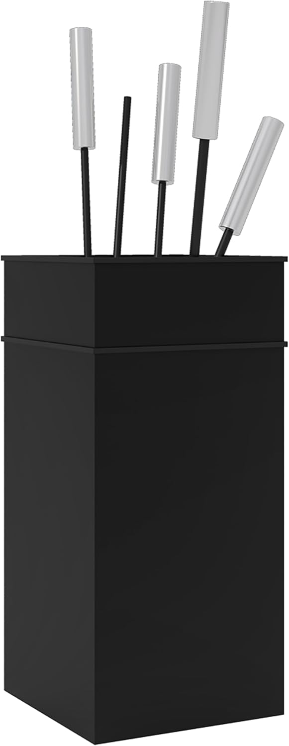 Kingson Stilvolles Kaminwerkzeug-Set inklusive Bürste, Schaufel, Schürhaken und Zange, Edelstahlgrif
