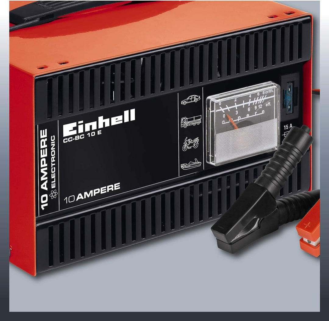 Einhell Batterie-Ladegerät CC-BC 10 E (12 V, f. Batterien von 5-200 Ah, Ladeelektronik, Stahlblechge