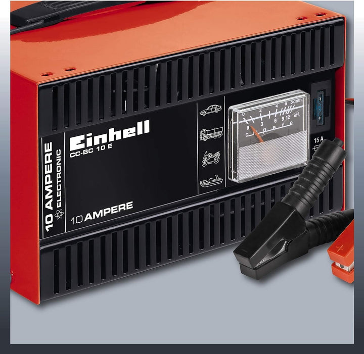Einhell Batterie-Ladegerät CC-BC 10 E (12 V, f. Batterien von 5-200 Ah, Ladeelektronik, Stahlblechge