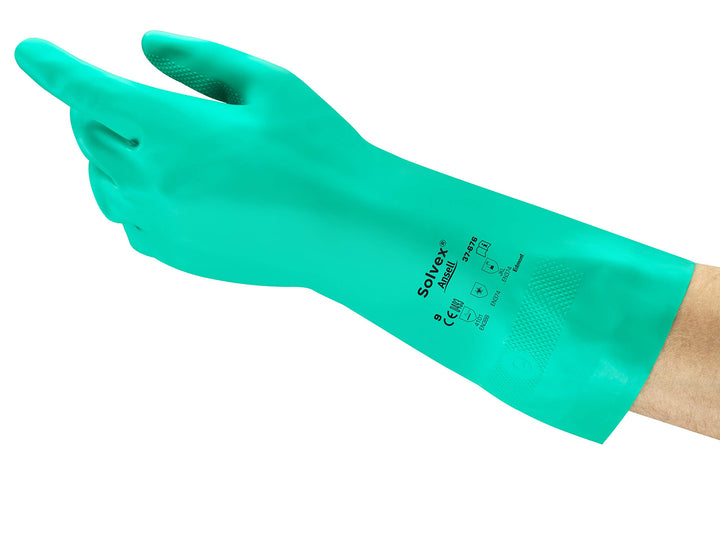 Ansell AlphaTec 37-676 Nitril-Handschuhe, Chemikalien- und Flüssigkeitsschutz, Grün, Grösse 9 (12 Pa