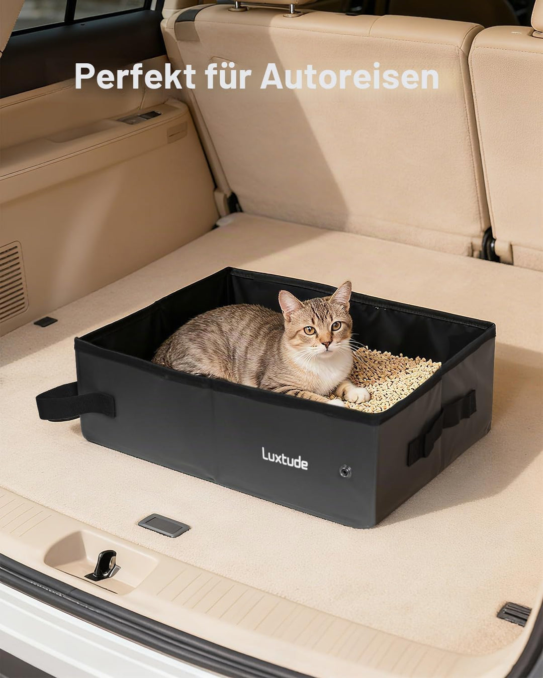 Luxtude Portable Litter Box for Cats, Collapsible with Travel Carrying Bag, No Odor and Waterproof f