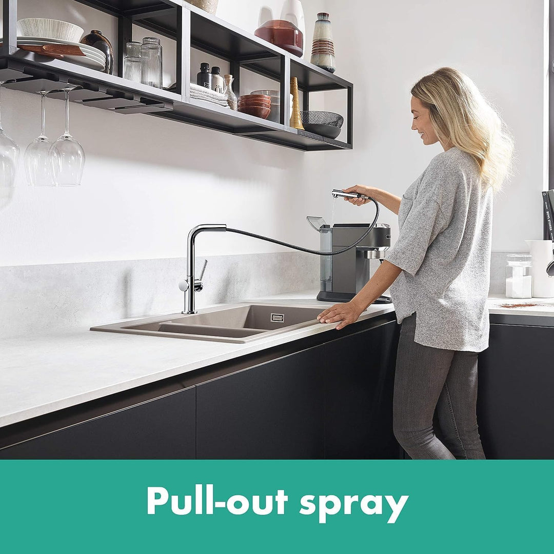 hansgrohe Talis M54 - Küchenarmatur mit Brause ausziehbar, 1 Stahlart, Wasserhahn Küche mit Auslaufh
