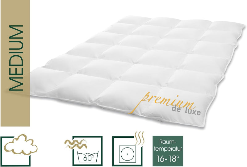 HANSKRUCHEN® Premium de Luxe Daunendecke 155x220 cm - Medium / Ganzjahresdecke - Made in Germany Kas