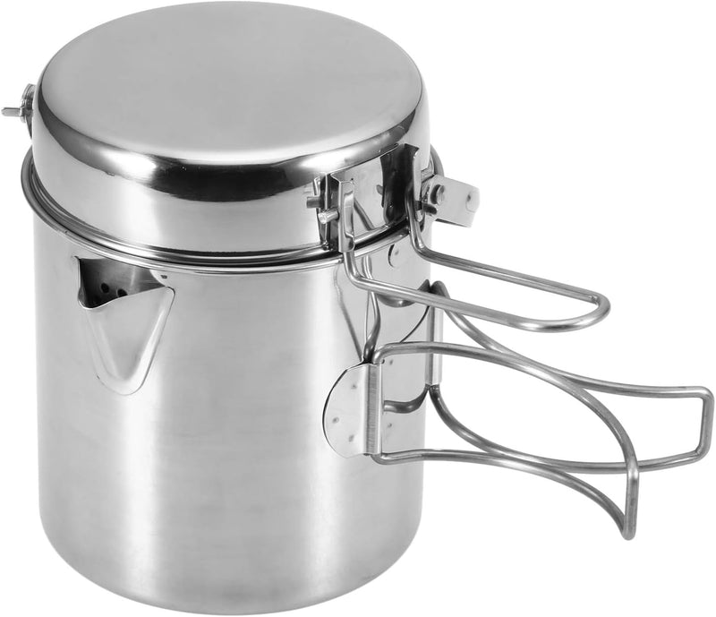 Lixada Camping Topf 1L Edelstahl Tasse BecherKochen Wasserkocher mit Deckel und Griff für Camping Wa