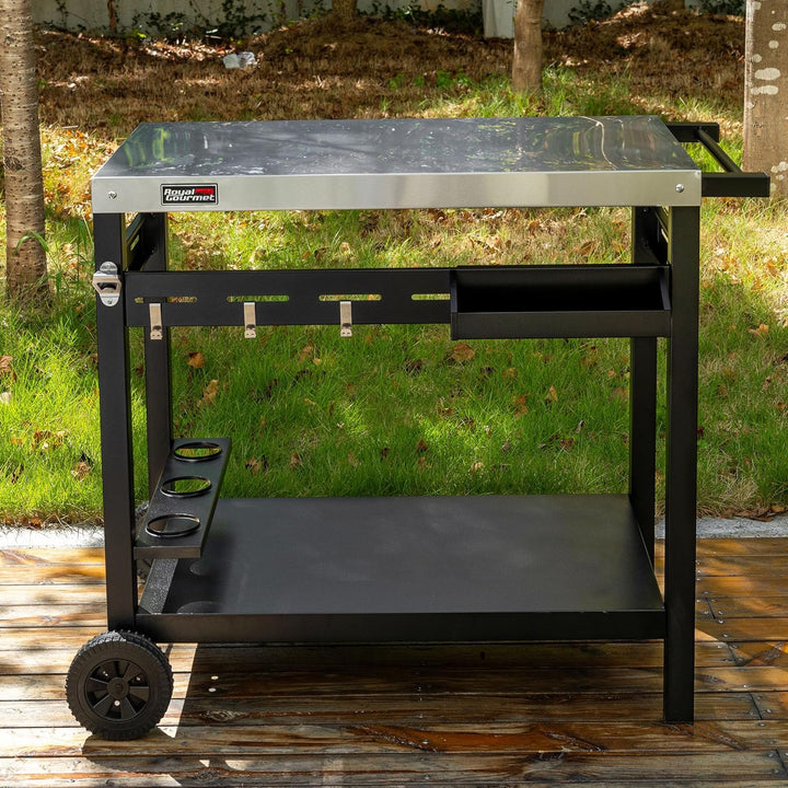 Royal Gourmet Grillwagen Rollwagen mit Edelstahl-Platte für Tischgrill und Pizzaofen, Outdoor Servie