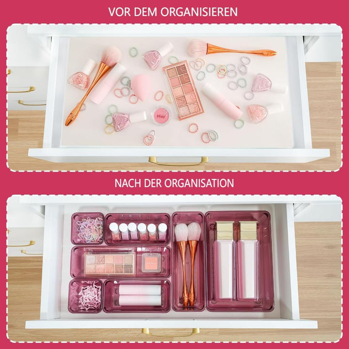 Schubladen Organizer, 25 Stück in 4 Grössen, Kunststoff, Schminktisch und Make-up Organizer, Ordnung