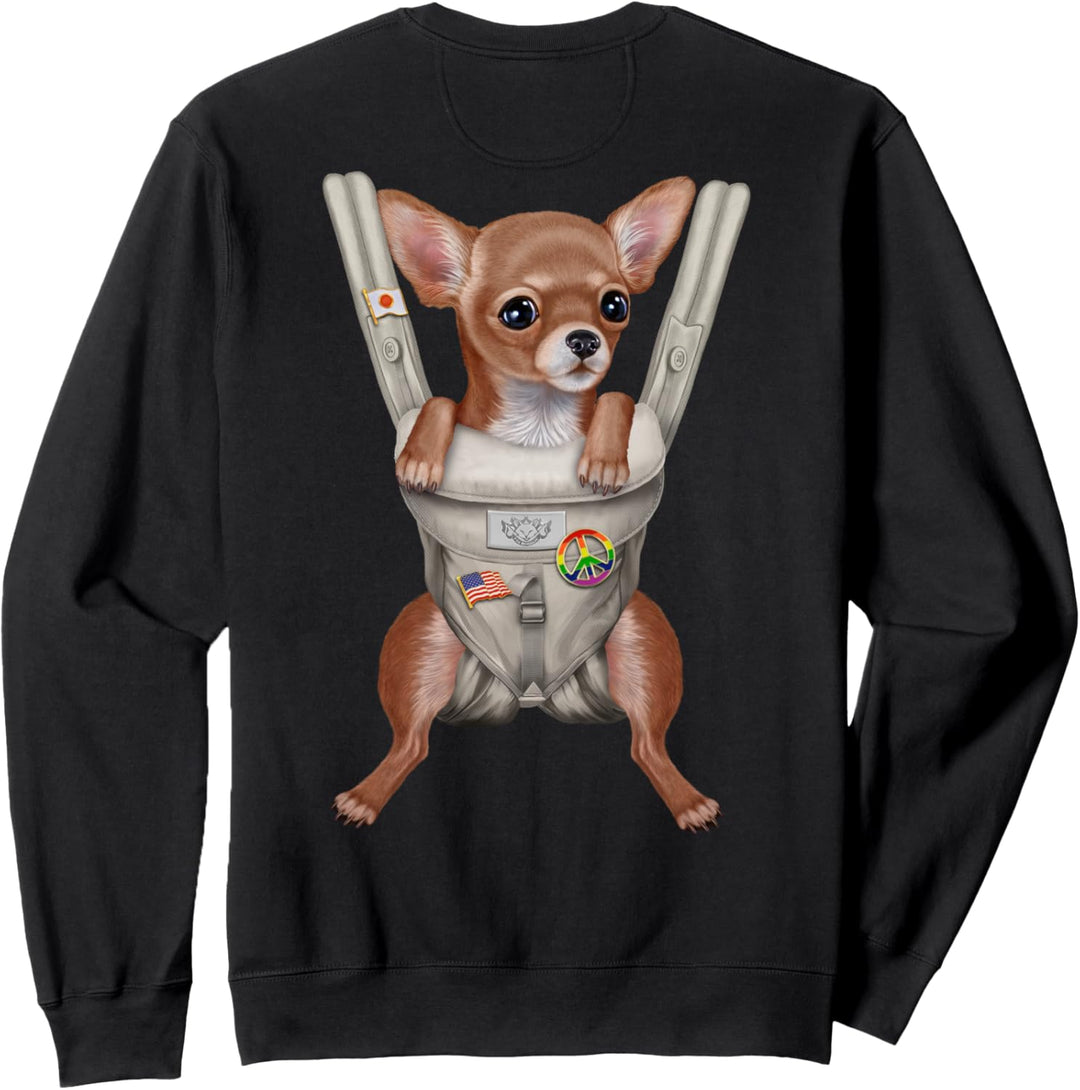 Brauner Chihuahua-Hund in der Babytrage Sweatshirt