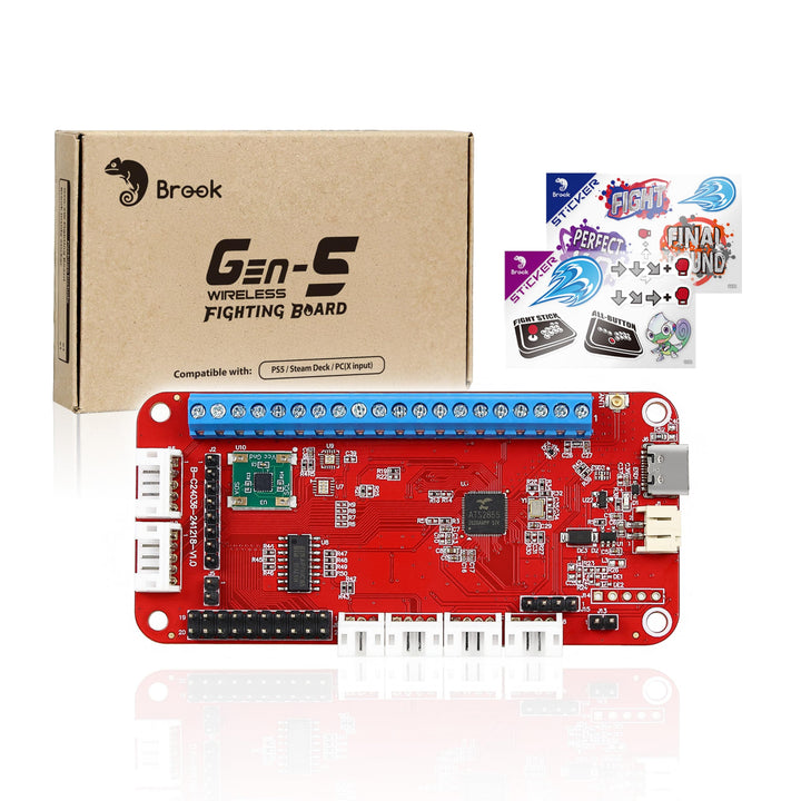 Brook Gaming Gen5W Fighting Board – Kabellose kompatible Controller-Platine für P5, PC & Steam Deck