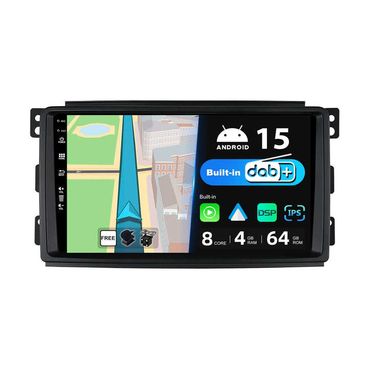 JOYX Android 12 IPS Autoradio - [Eingebaut DAB] - Passt für Benz Smart fortwo 451 (2005-2010) - Kabe