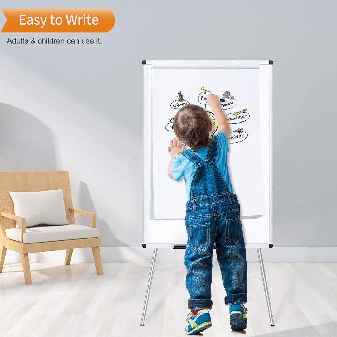 VIZ-PRO Whiteboard/Flipchart-Staffelei, höhenverstellbar, nicht magnetisch, trocken abwischbar, 90 x