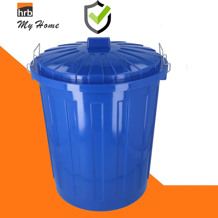 HRB Maxitonne 50 Liter blau, Tonne aus stabilem Hartplastik, abnehmbarer Deckel mit Metallverschlüss