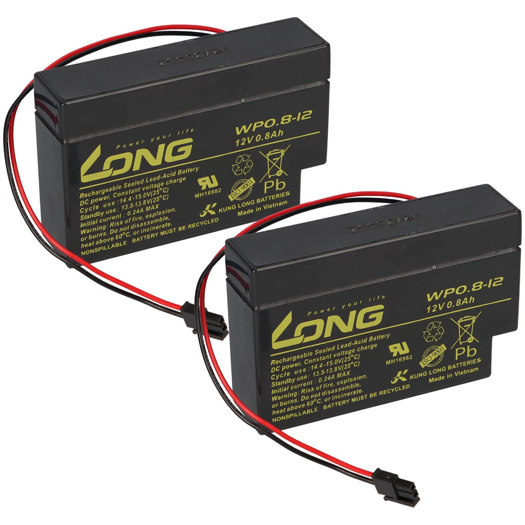 2X Akku WP0.8-12H 12V 0,8Ah Molex Stecker kompatibel Heim & Haus AGM Blei Batterie WSB Set
