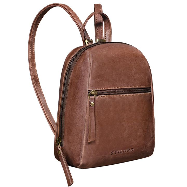 STILORD 'Lia' Mini Rucksack Damen Leder Kleiner Daypack Lederrucksack Vintage Rucksackhandtasche für