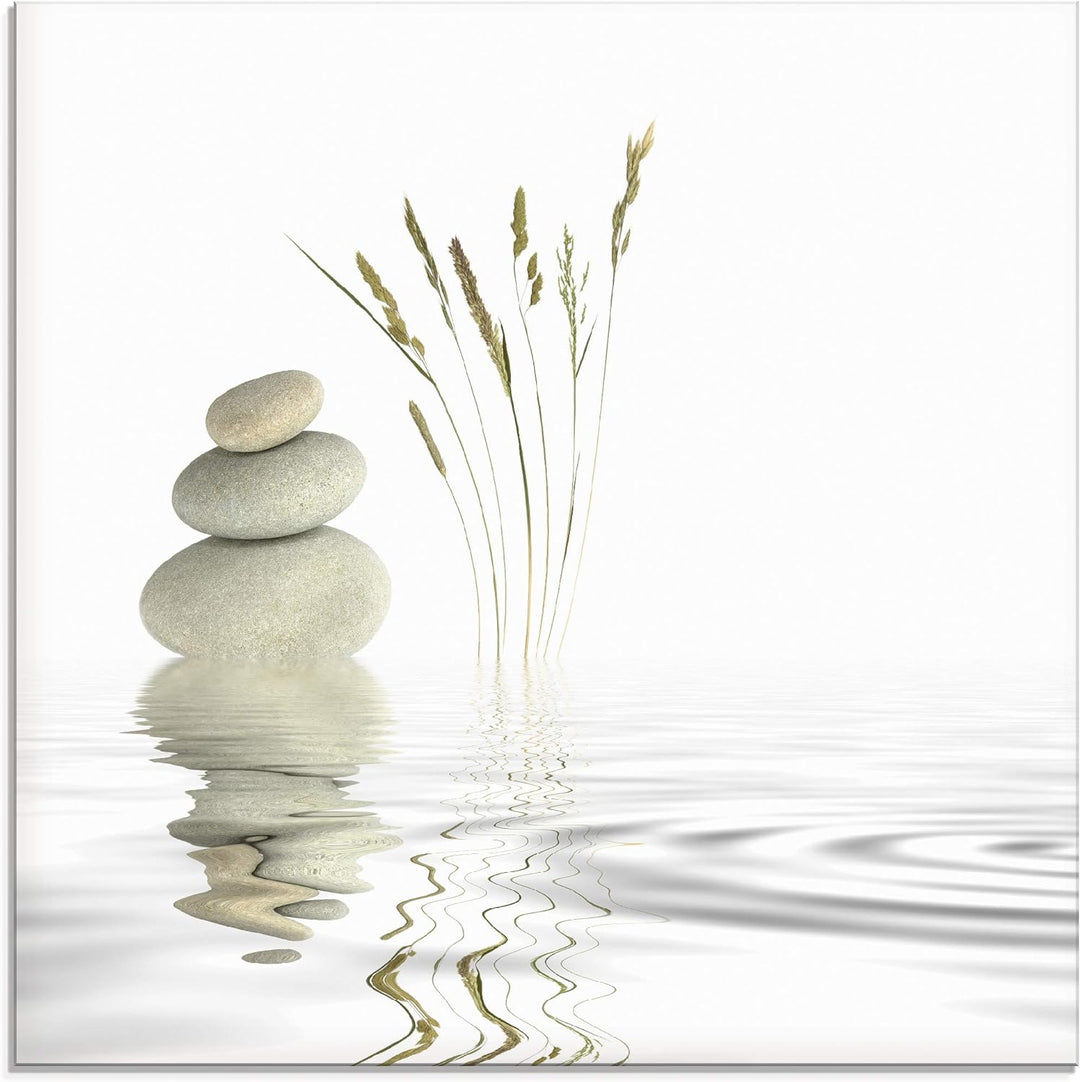 ARTland Glasbilder Wandbild Glas Bild einteilig 50x50 cm Quadratisch Asien Wellness Entspannung Spa