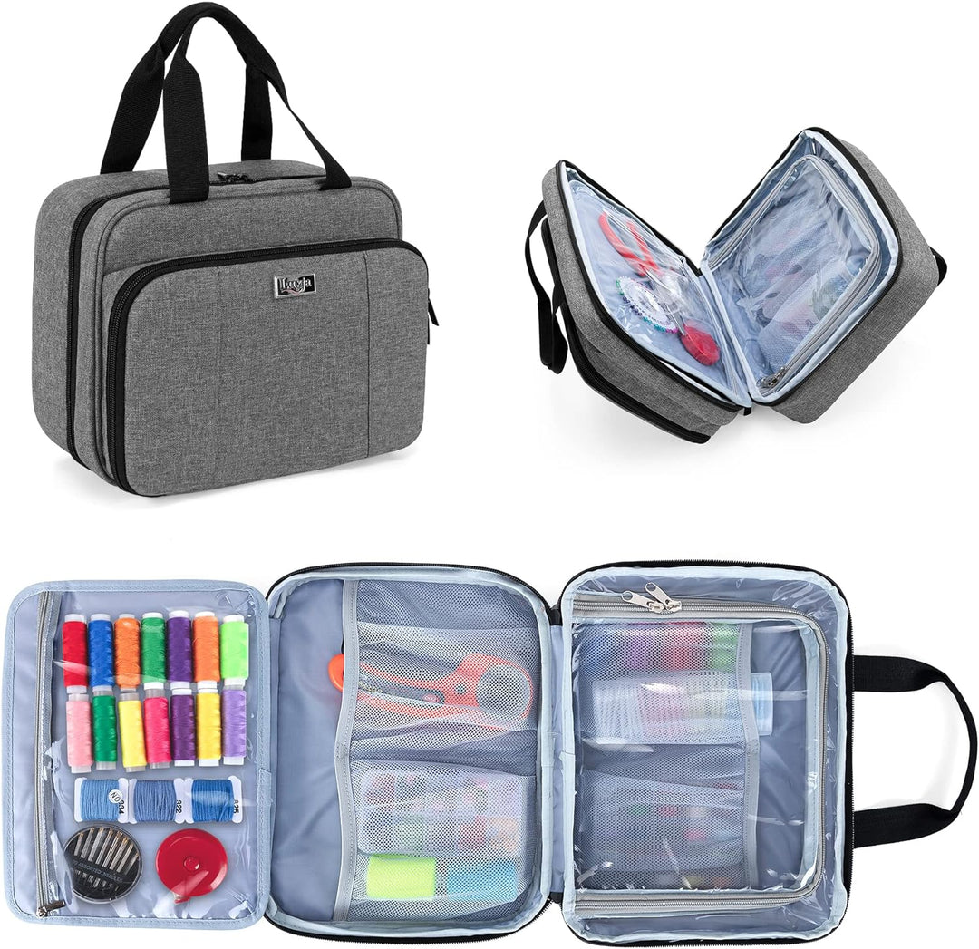 Luxja Nähen Organizer Tasche, Nähset Aufbewahrung, Nähmaschine Zubehör Tasche für Nähgarn, Nähnadeln