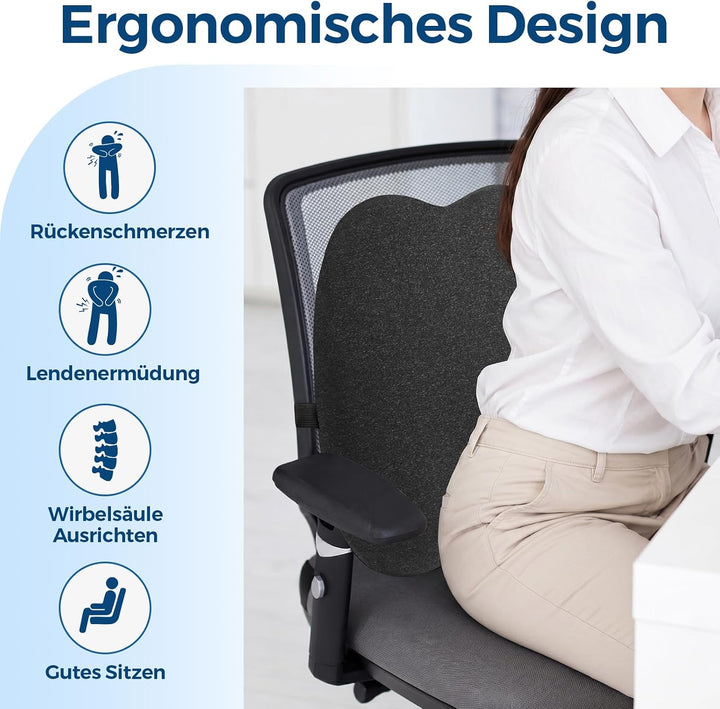 Memory Foam Rückenkissen Lordosenstütze, Ergonomische lendenkissen für Auto, Bürostuhl &amp; Sofa, Atmun