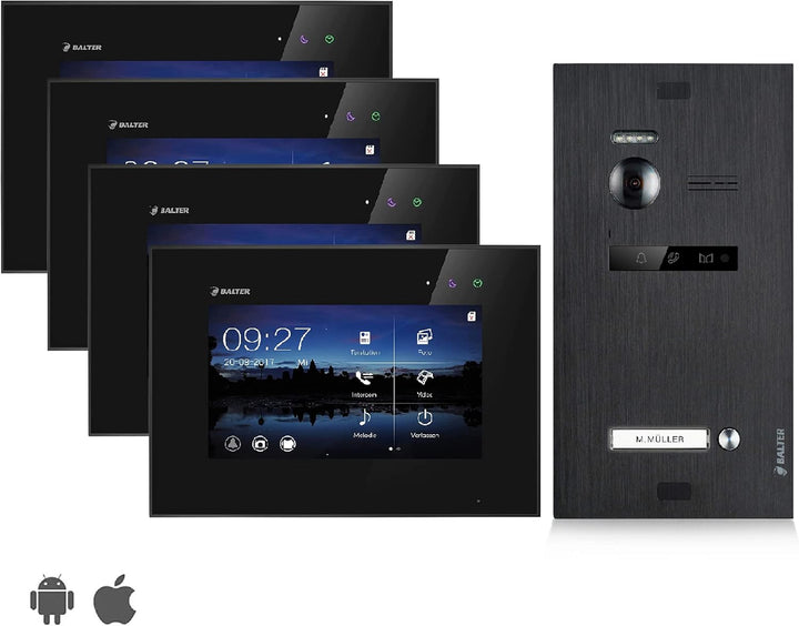 Balter EVO Video Türsprechanlage ✓ Touchscreen 7 Zoll Monitor Schwarz ✓ 2-Draht Bus ✓ Schwarze Türst