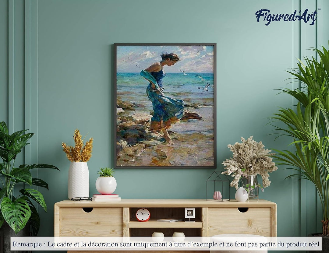 Figured'Art Malen Nach Zahlen Erwachsene Schritt ins Wasser - Paint by Numbers Basteln DIY Bastelset