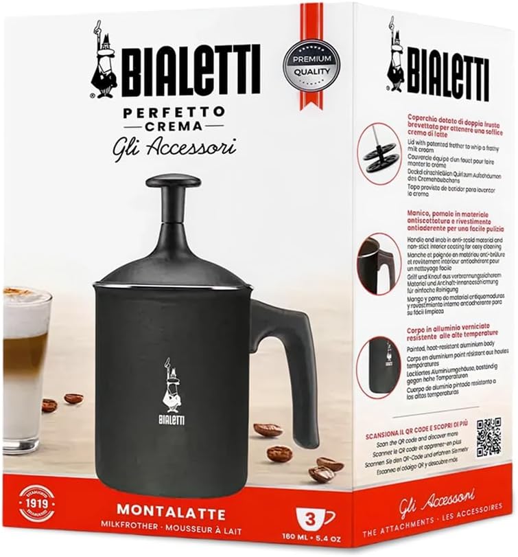 Bialetti Tutto Crema, Perfect Cream, Nicht für Induktionsherde geeignet, Spülmaschinenfest, 160 ml,