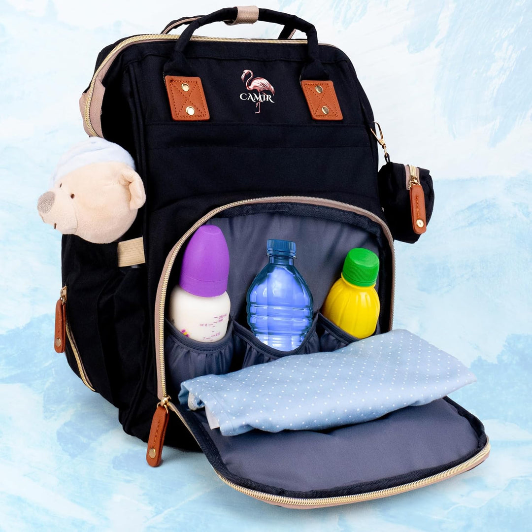 CAMIR Wickelrucksack, Rucksack für Kinderwagen, Wickeltasche, Mutterschaft, tragbar mit Haken für Ki