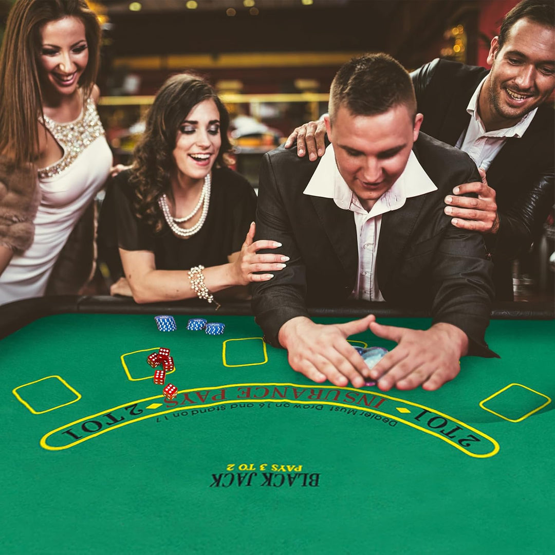 HOMASIS Pokerset mit 500 Chips, Alu Pokerkoffer mit 2 Kartendecks, 5 Würfeln, 3 Dealer Button & Matt