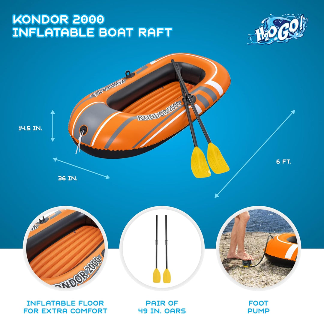 Bestway 61062 - Bootsset 198 x 122 cm - Schlauchboot mit Luftpumpe und Paddel